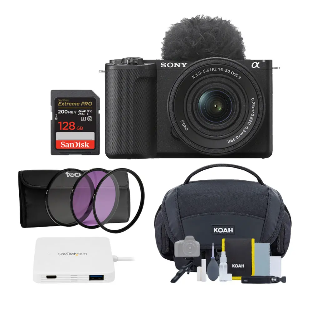 Sony Alpha ZV-E10 II Content Creators Camera with APS-C Mirrorless Lens and Lens Kit (Black) Bundle, Gadget, Card