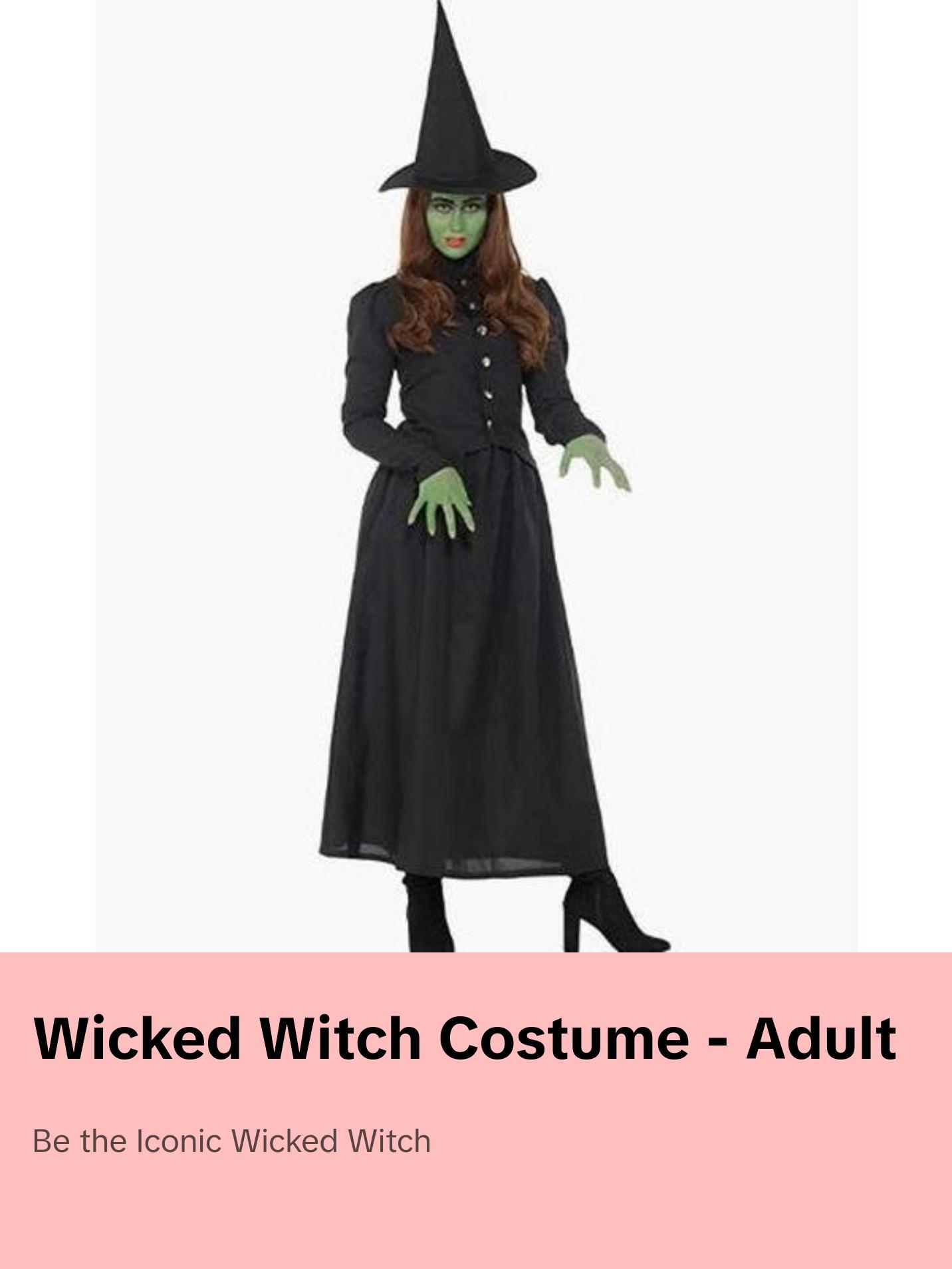 Wicked Witch - Wizard of Oz - Wicked - Classic Costume - Black - Adult - 5 Sizes