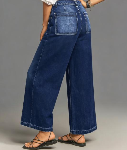 Wide Leg Stretch Jeans - Comfortable Soft and Breathable for Casual Wear Denim Womenswear with High Waist and Loose Fit
