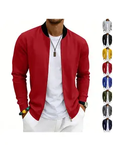 Men's Vintage American Style Simple Pilot Zipper Baseball Jacket, Casual Fashion Outerwear, Comfortable and Stylish