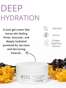 Collagen-Boosting Sea Moss Cream Gel for Radiant Plump Glass Skin – Deep Hydration, Smooth & Firm Fine Lines with Glycolic Acid, Hyaluronic Acid & Vitamins A,C,E – Anti-Aging Lightweight All Skin Types | cMOSS BEAUTY