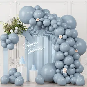 104pcs Dusty Blue Balloons - 18/12/10/5 Inch Matte Haze Blue Latex Balloons Garland Arch Different Sizes Pack for Baby shower Wedding Bridal Shower Party Decor