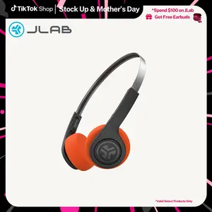JLab Rewind2 Wireless Retro 80s+90s Bluetooth Headphones with 20+ Hours Playtime Custom Sound Music Controls Microphone Rechargeable Lightweight Design - Electronic