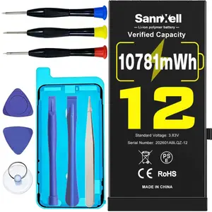 SannXell Upgraded High Capacity Battery for iPhone 12 Replacement, 10781mWh 0 Cycle A2172 A2402 A2403 A2404 Model, Ultra Long Lasting Li-ion Battery for iPhone 12, with Full Repair Tool Kit