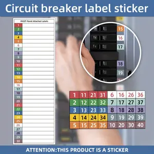 Circuit Breaker Label Set with Marking Panel (1-10,n,t,r,s), Handwritten Electrical Panel Stickers, Compatible with Single/triphase Systems