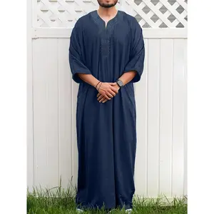 Men's Arabic Islamic Traditional Robe - Moroccan Caftan & Saudi Thobe - Elegant Muslim Dress with & Tunic - Loose Fit Long Robe with Side Pockets - Arabic Wedding, Hajj, Umrah, Everyday Islamic Clothing - Cultural Formal Attire, Islamic Clothing For Men,