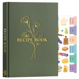 Blank Recipe Book Cookbook to Write in Your Own Recipes, Waterproof B5 Empty Cooking Journal for 120 Recipes, Leather Cover Recipe Notebook with Stickers to Organize Your Family Recipes, Green