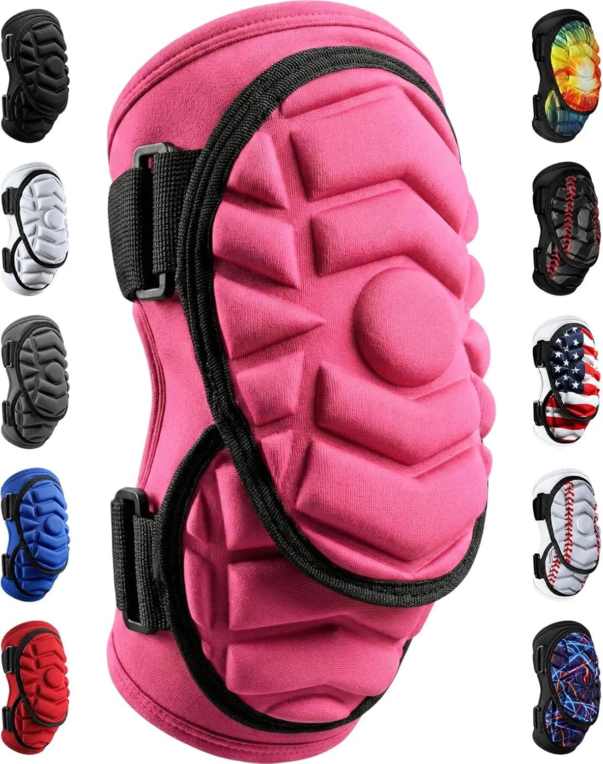 Exxact Sports Ergonomic Baseball Elbow Protector, Breathable Pre-Curved Neoprene Shell with Impact Shield, Adjustable Straps for Youth & Adult Softball, Hook And Loop Fastening, Impact Protection, Neoprene Material, Unisex, Arm