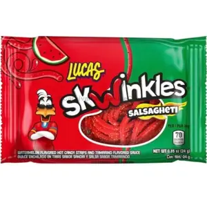 Swinkles Salsagheti Watermelon Flavored Hot Candy Strips and Tamarind Sauce. Snack Sweet Candies