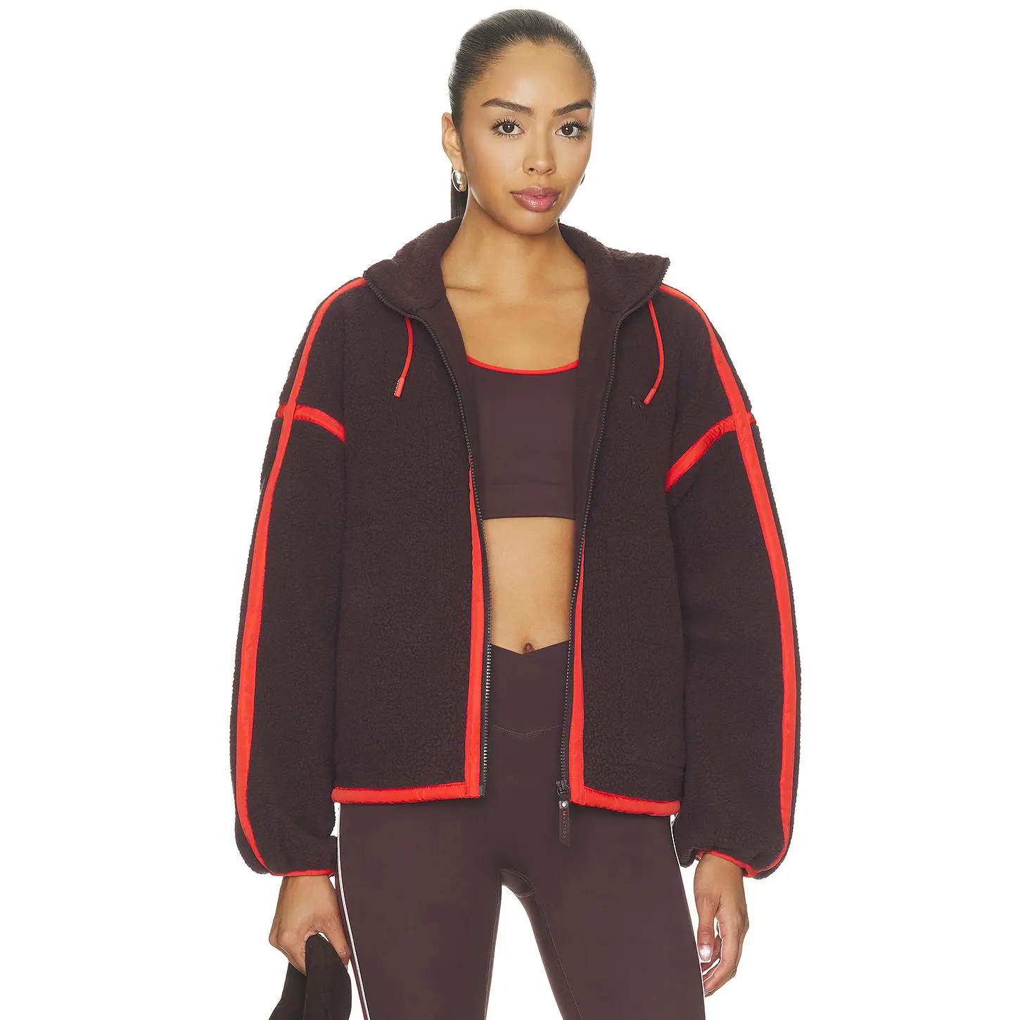 P.E Nation Lennon Sherpa Jacket in Dark Plum & Strawberry