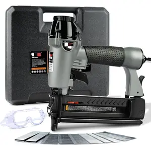 Pneumatic Brad Nailer, 2 in 1 Nail Gun Staple Gun Fires 18 Gauge 2 Inch Brad Nails and Crown 1-5/8 inch Staples with Carrying Case and Safety Glasses(Used with Air Compressor)