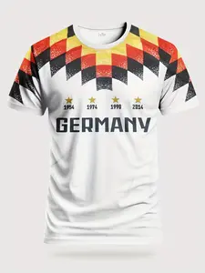 Men's German Style Football Shirt, Football Jersey, Comfortable Breathable Sports T-Shirt, Outdoor Training Casual Versatile Top, All Seasons