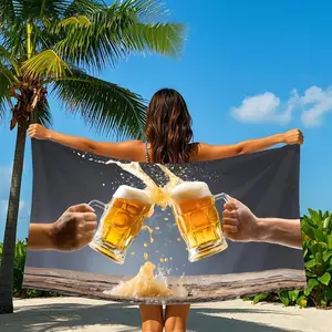 Boho Style Beer Pattern Beach Towel, 1 Count Water Absorbent Lightweight Towel, Soft Towel for Beach Vacation, Ideal Gift Choice