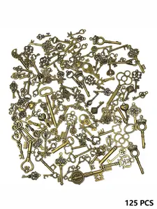 125 Piece Vintage Keychain Set, Mixed Antique Style Bronze Material, DIY Jewelry Making & Wedding Party Favors