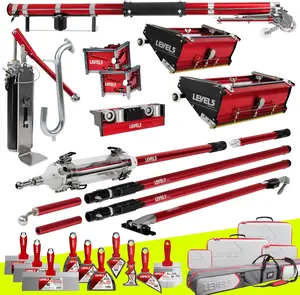 Full Drywall Taping and Finishing Set - LEVEL5 | Automatic Taper, 10”/12" Flat Boxes, 3”/3.5” Angle Heads, MiniShot, Corner Roller, Extendable Handles, Pump, Gooseneck | 4-681