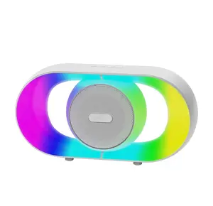 FM Radio Portable  Bluetooth Audio Speaker-Wireless Bluetooth Speaker for Outdoor with Lights Stereo Speaker with Rich Bass, 24H Playtime, BT 5.4, TWS Pairing Function, USB Play, Gift for Christmas(White)