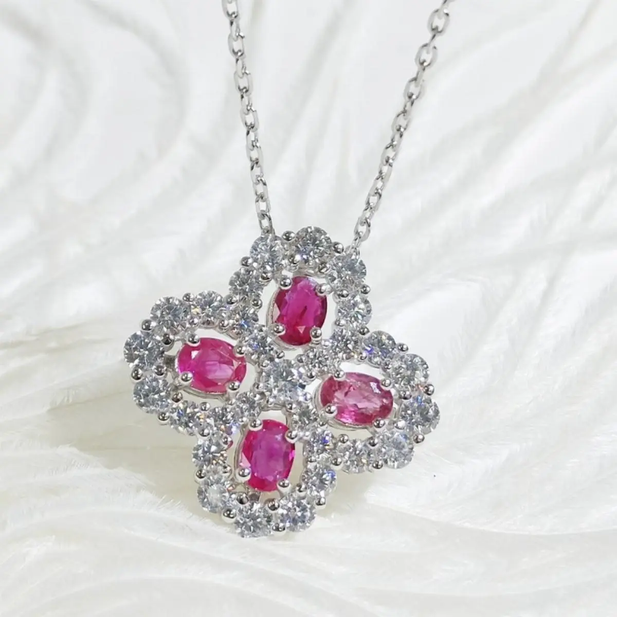 K18 GOLD plated SV925 genuine natural RUBY 0.8ct necklace XH002