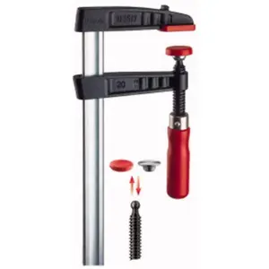 212 MAIN Galvanized Steel Medium Duty Grip Clamp, American Clamping Design, 5-0.50 in. Throat, 24 in. Opening, Glue-Resistant, Patent Lock, Wood Grip for Sports & Outdoor Scooters Equipment, Grip Clamps