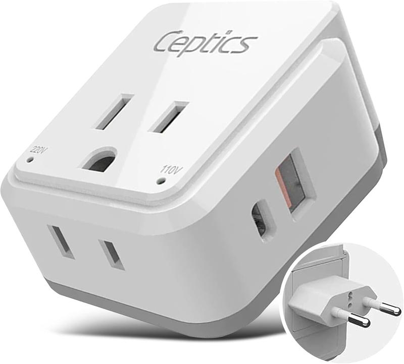 Compact 20W Europe Plug Adapter with Dual USB & USB-C - Ideal for Travel in Greece, Italy, Switzerland & More!