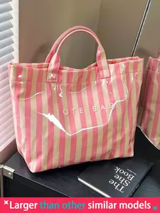 Striped Handbag High-Value Lightweight Commuter Tote Bag Large Capacity Portable Travel Shoulder Bag Casual All-Season Beach Bag