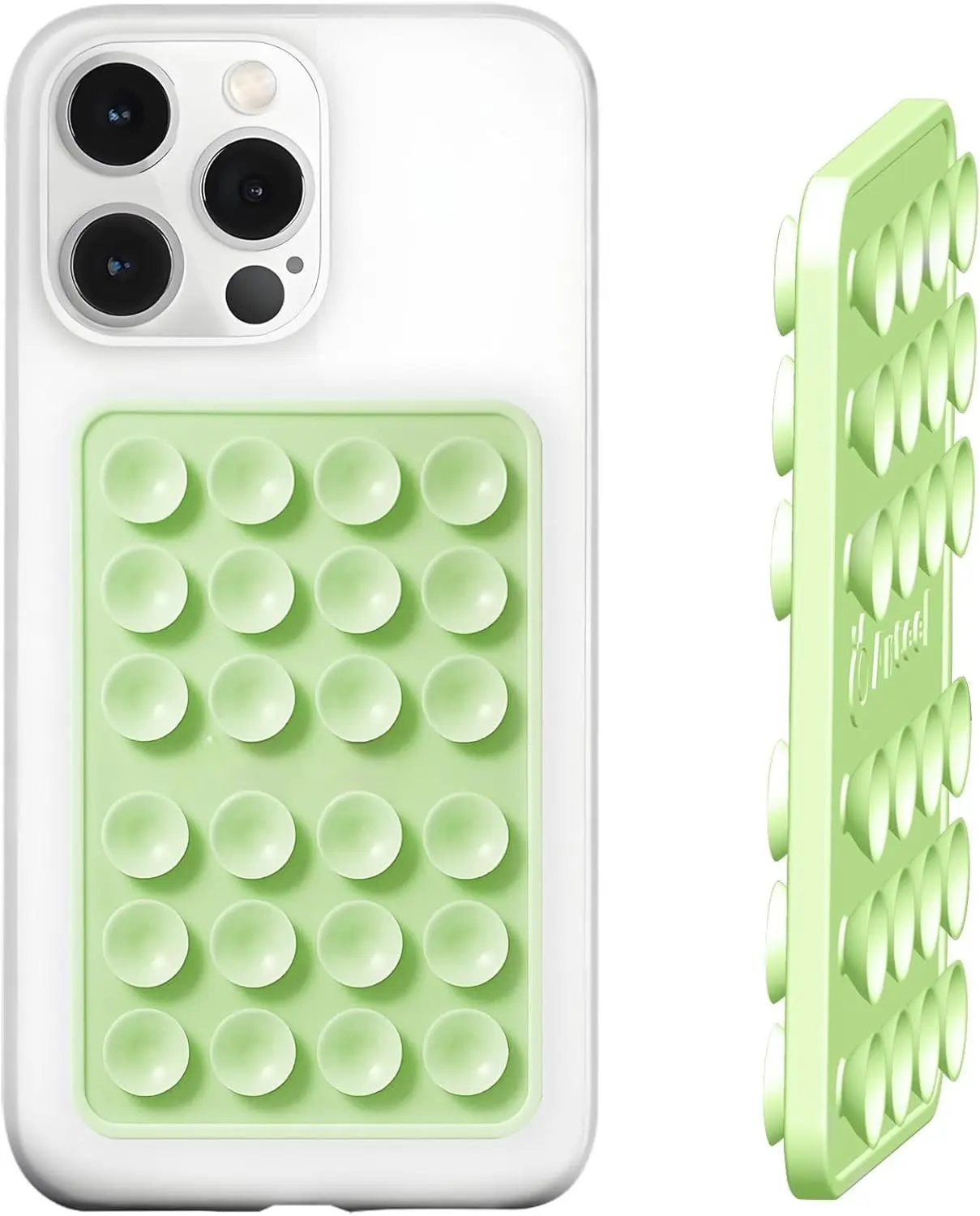 Double-Sided  Suction Phone Case Mount, Enhanced Suction Cup Power and Thickened Grip for Selfies and Videos, Durable, Hands-Free Non Slip Accessories, 2.36"x3.66" (Light Green)