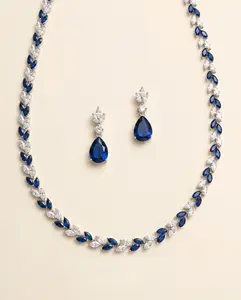 Sapphire Colored Blue and Clear Jewelry Set