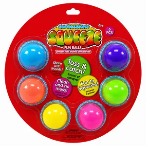 Expressions Rainbow Squeeze Ball Fidget Toys (6pc) – Colorful Stress Relief Sensory Squishy Set