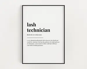 LASH TECHNICIAN DEFINITION Print Poster No Framed, Wall Art Print, Eyelash Technician, Salon Decor, Definition Print, Quote Print, Gift For Lash Technician