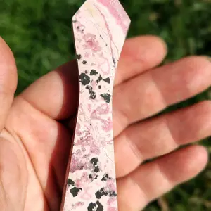 Peruvian Rhodonite Towers - Natural Color with Black and Pink Marbling, Handheld Stone