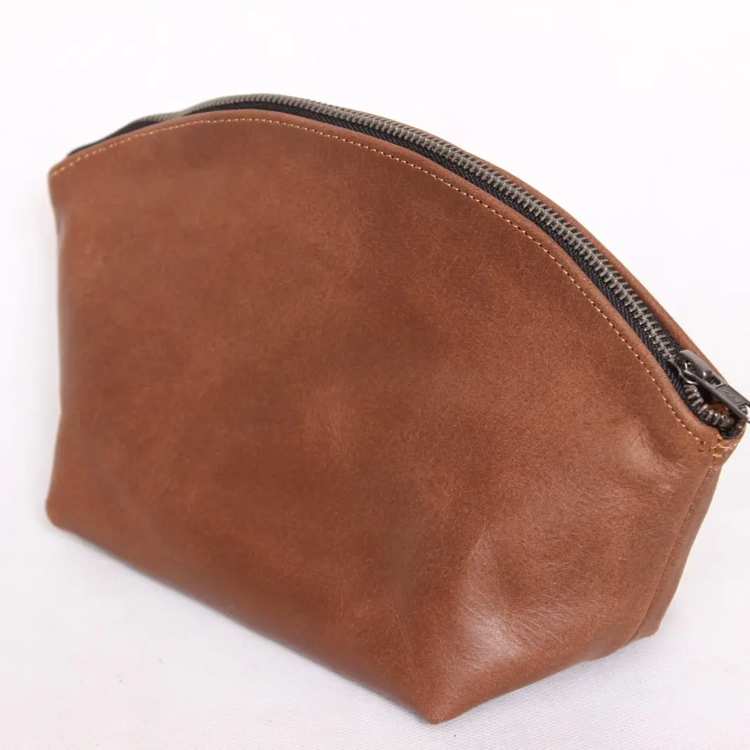 Leather Makeup Bag For Women, Travel Toiletry Bag, Small Cosmetic Pouch Bag for Women's