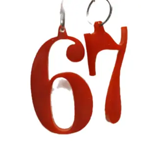 Red Number 67 Earrings - Stylish Dangle Earrings for Women and Girls