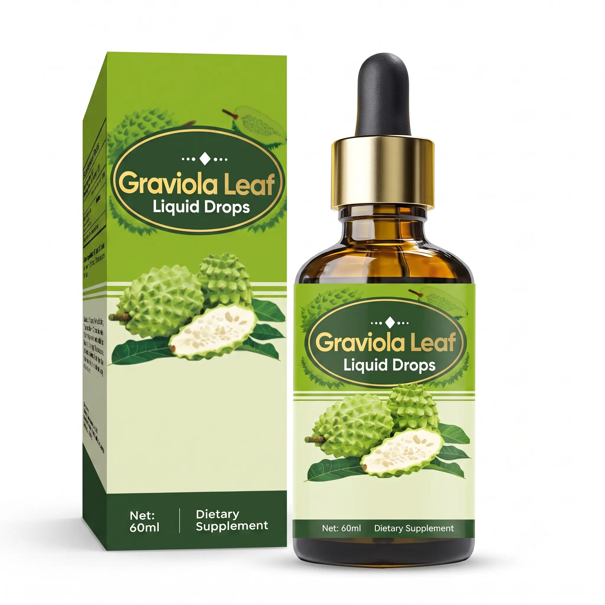Pure Graviola Leaf Liquid Drops 60ml – Natural Soursop Extract Supplement for Daily Vitality Boost, Full Spectrum Vegan Guanabana Drops for Energy, Stamina, and Lifestyle Support