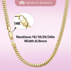 Modern Fashion 14K Gold-Plated Cuban Necklace VintageFeel Stainless Steel Anti-Rust Technology  Gift for Women Men 16/18/20/24 inches Width 6/8 mm Miami Cuban Link Chain Fashion Jewelry A free and uninhibited Popular choice