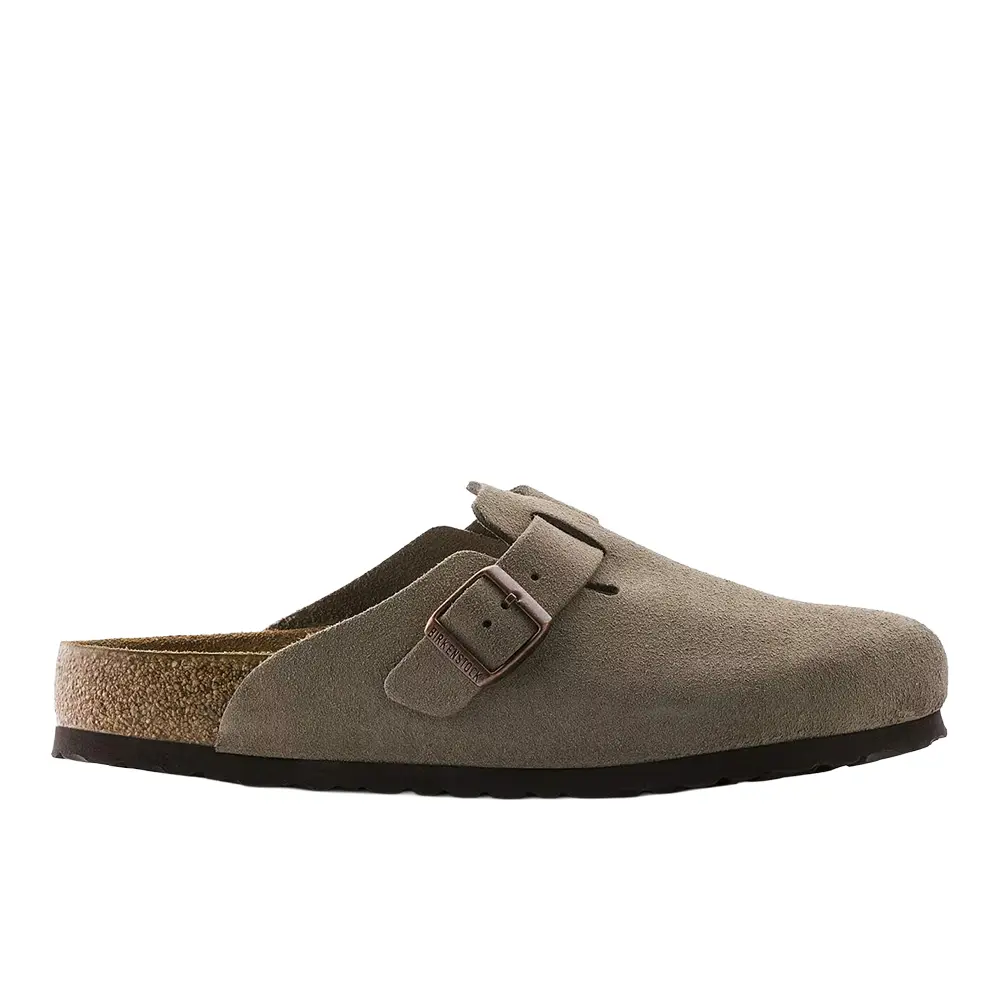 BIRKENSTOCK Mens Boston Soft Footbed Suede Leather Clogs Casual - Beige