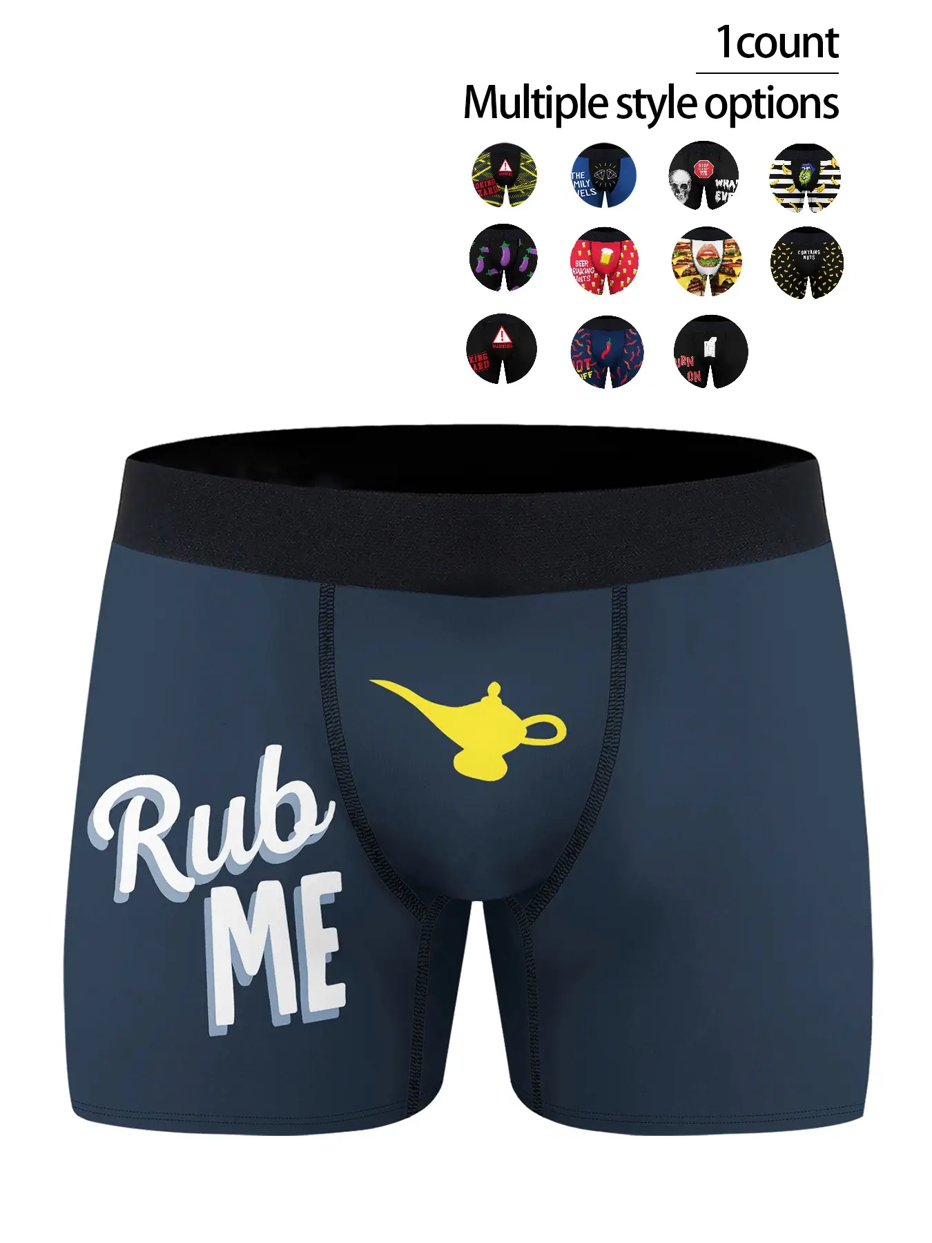 Men's Back To School Cartoon Letter Print Boxer Brief, Casual Comfy Breathable Underwear for Daily Wear, Mens Underwear for All Seasons