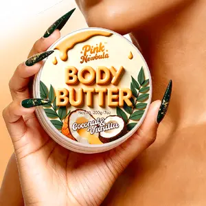 Coconut Vanilla Body Butter - Gourmand Fragrance Layered Sweet Scent, Melt-in Texture for Morning & Night Self-Care, Deep Nourishment for Dry Skin Barrier, Multi-Use Massage Balm with Hyaluronic Acid, 200g Clean Beauty No Silicones