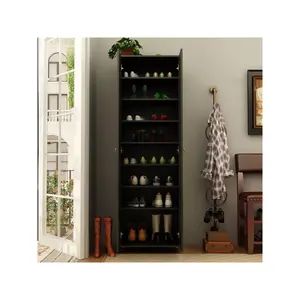 Tall Shoe Cabinet with Doors, 8-Tier Shoe Storage with Wheel - 15.7"W x 23.6"L x 70.9"H Kitchen Sideboard Furniture