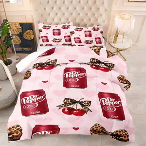 Dr Pepper printed pattern bedding set, including 1 blanket and 1 or 2 pillowcases without pillowcases, soft children's and adult bedroom decoration gifts