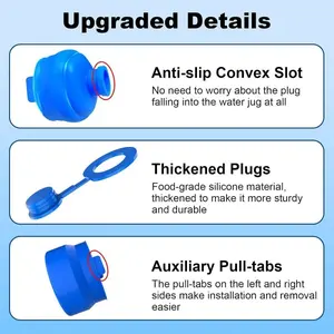 Reusable Silicone Non-Spill Replacement Lid for 55mm Water Bottles, Leak-Proof Sealing Cap, BPA-Free Blue, Ideal for Water Dispensers