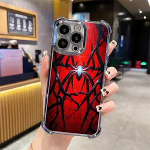Red Black Spider pattern design is suitable for iPhone 17 Pro Max 16E 15 Pro 14 Plus 13 12 11 Air, Samsung Galaxy S26 Ultra S25 Plus S24 FE S23 S22 S21 S20 shockproof protective cases Cover Accessories