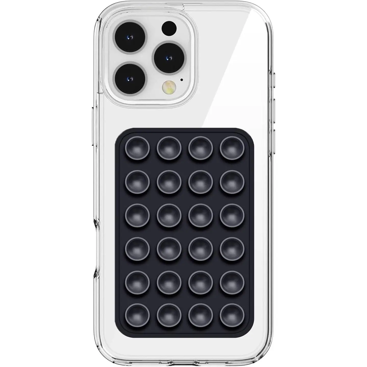 Suction Phone Case Mount, Silicon Adhesive Phone Accessory for Smartphones, Hands-Free Mirror Shower Phone Holder for Selfies,  Videos (Black)