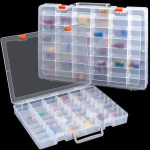 2 Pcs Large 48 Grids Bead Organizer Box, Tackle Box, Compartment Organizer Container with Dividers for Jewelry Art Crafts Toys Screw(Clear)