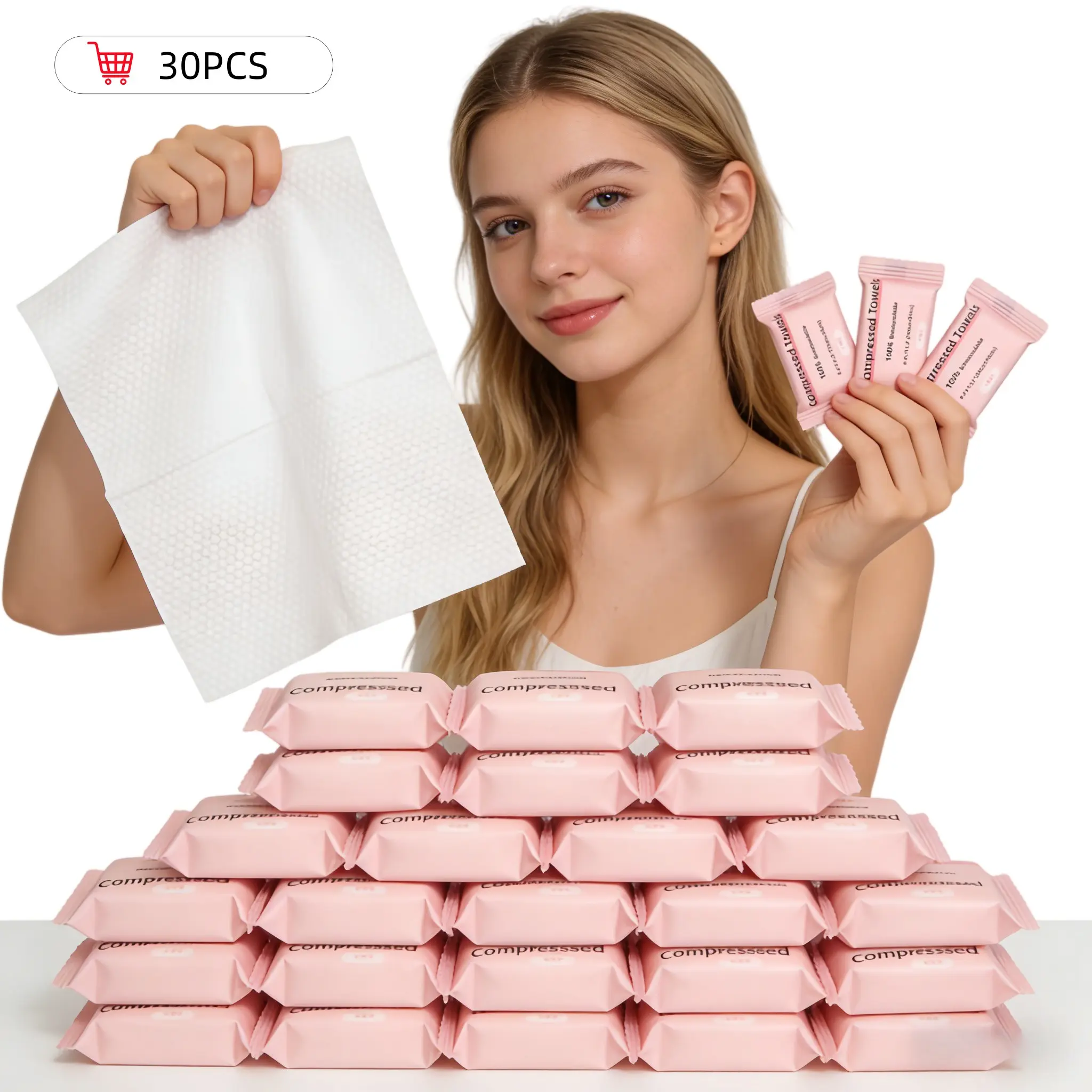 Disposable Compressed Face Towels, 30 Packs Portable Compressed Towels, Face Towel for Travel Camping Hiking, Portable Coin Tissues, Single Use Towelette, Face Clean Towels, Face Cleaning Towel, Disposable Facial Towel