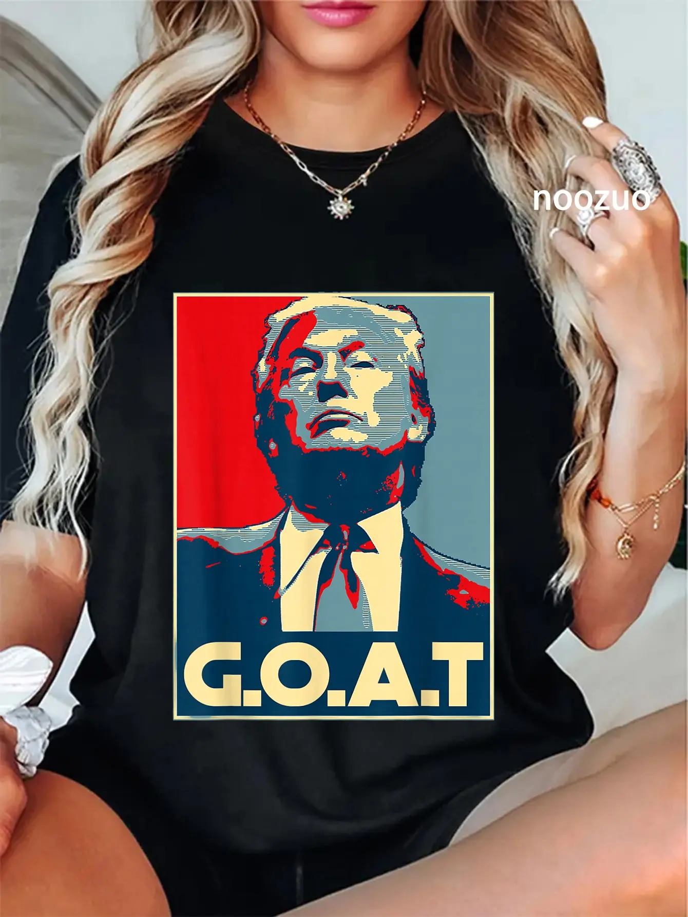 100% Cotton Trump GOAT Middle Finger Election 2024 Republican Poster T-Shirt