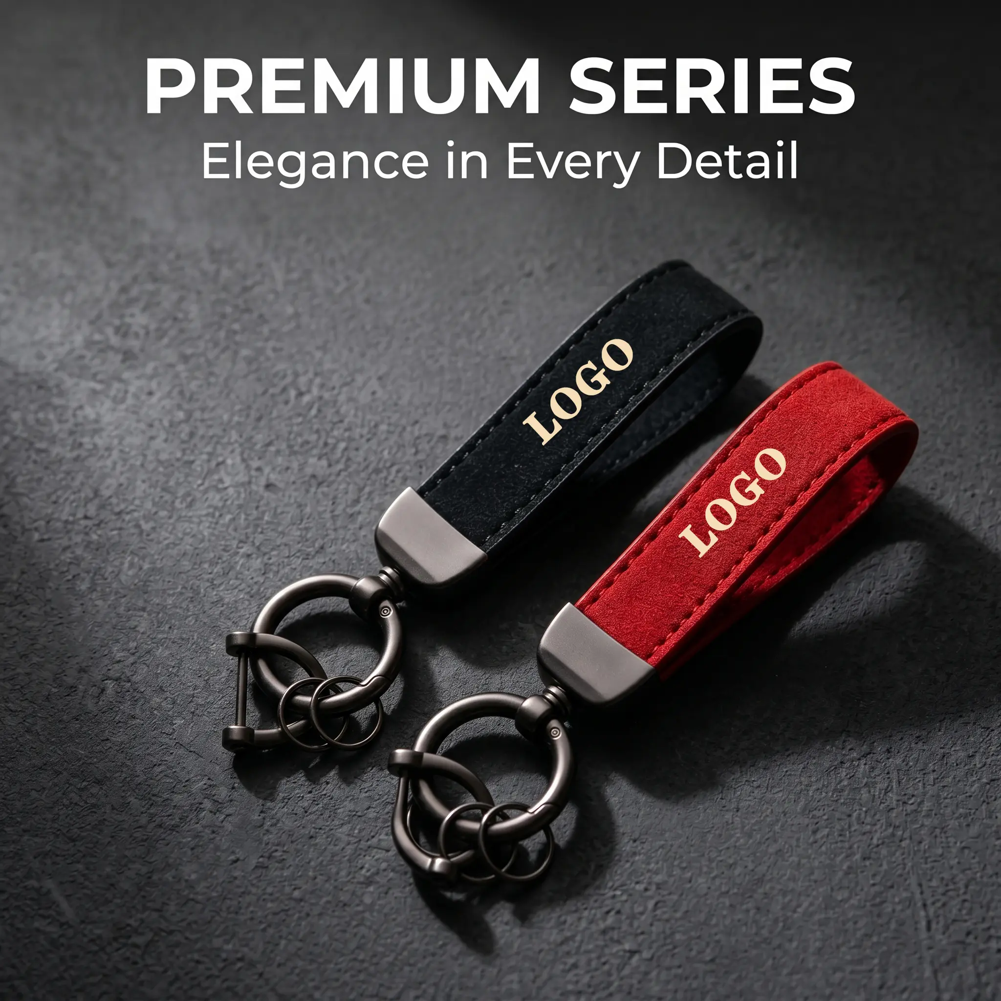 Luxury Business Style Car Keychain - Premium Soft Leather (Soft Suede), Wear-Resistant, Anti-Drop, Logo Metal Accent, Universal Daily Carry, Elegant Look Elevates Keys, Bag Wallet Pendant, Ideal Gift for Men Drivers, Keychain Accessories, Everyday