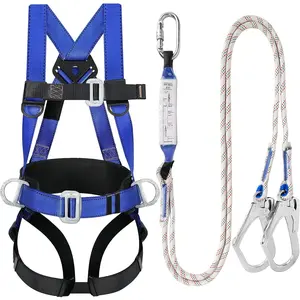 Safety Harness Fall Protection Kit - Full Body Roofing harnesses with Shock Absorbing Lanyard Upgrade Paded
