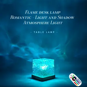 Mini Cube Water Ripple Aurora Projection Night Light, 16 Color Remote Crystal Ambiance Lamp, RGB USB LED Table Lamp for Living Room Bedroom Decor, Atmosphere Lighting, Light and Shadow, Led Atmosphere Lights