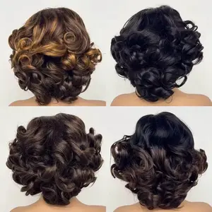 Glueless 5x5 Human Hair Wig, 14-inch Short Loose Bouncy Bob Wig | 250% Density