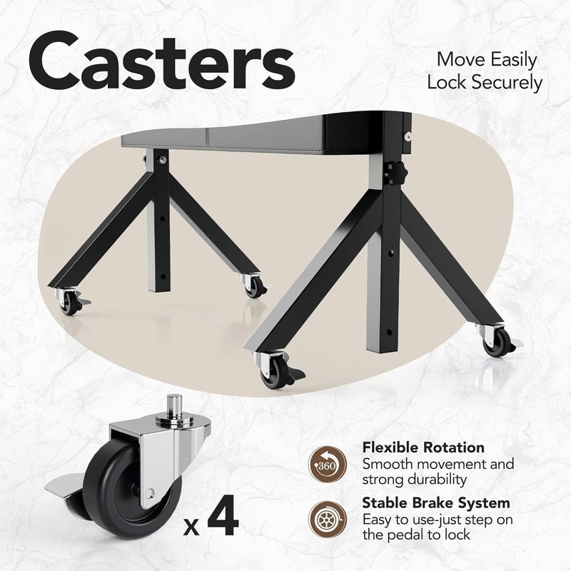 Adjustable Rolling Desk: Height adjusts from 28.7" to 46.1", perfect for use with a walking pad or treadmill. The 31.5" x 15.75" tabletop offers ample space, making it a portable, ergonomic workstation.