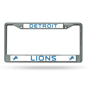 Detroit Lions License Plate Frame Chrome